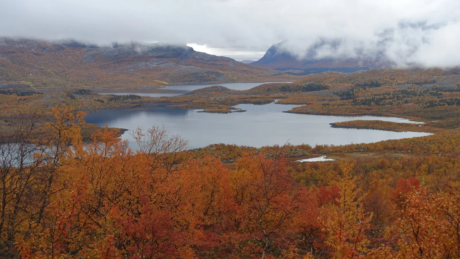 Flammend leuchtendes Herbstlaub begleitet Sie auf Ihrer Trekkingtour