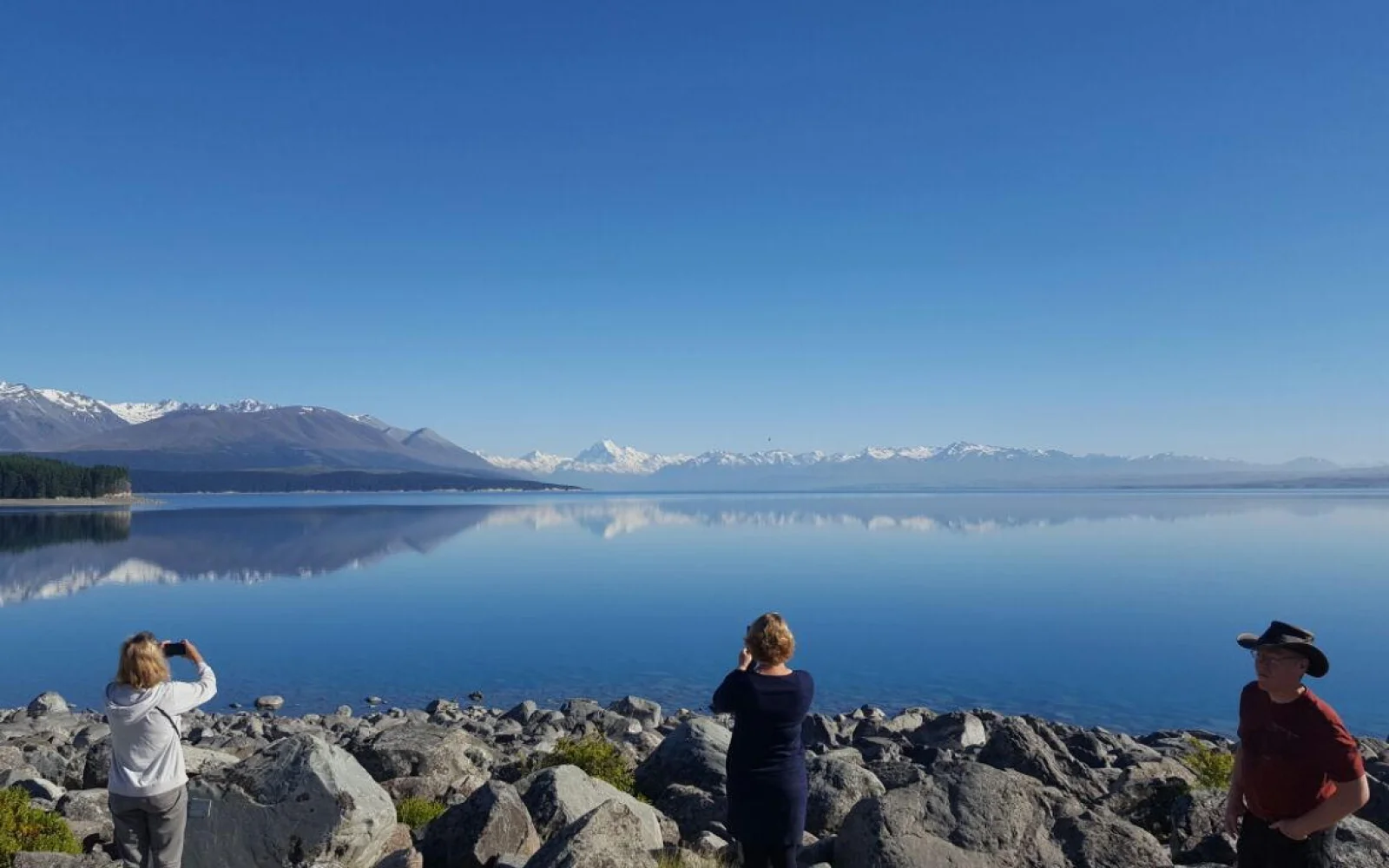 Lake Tekapo mit Blick zum Mount Cook.