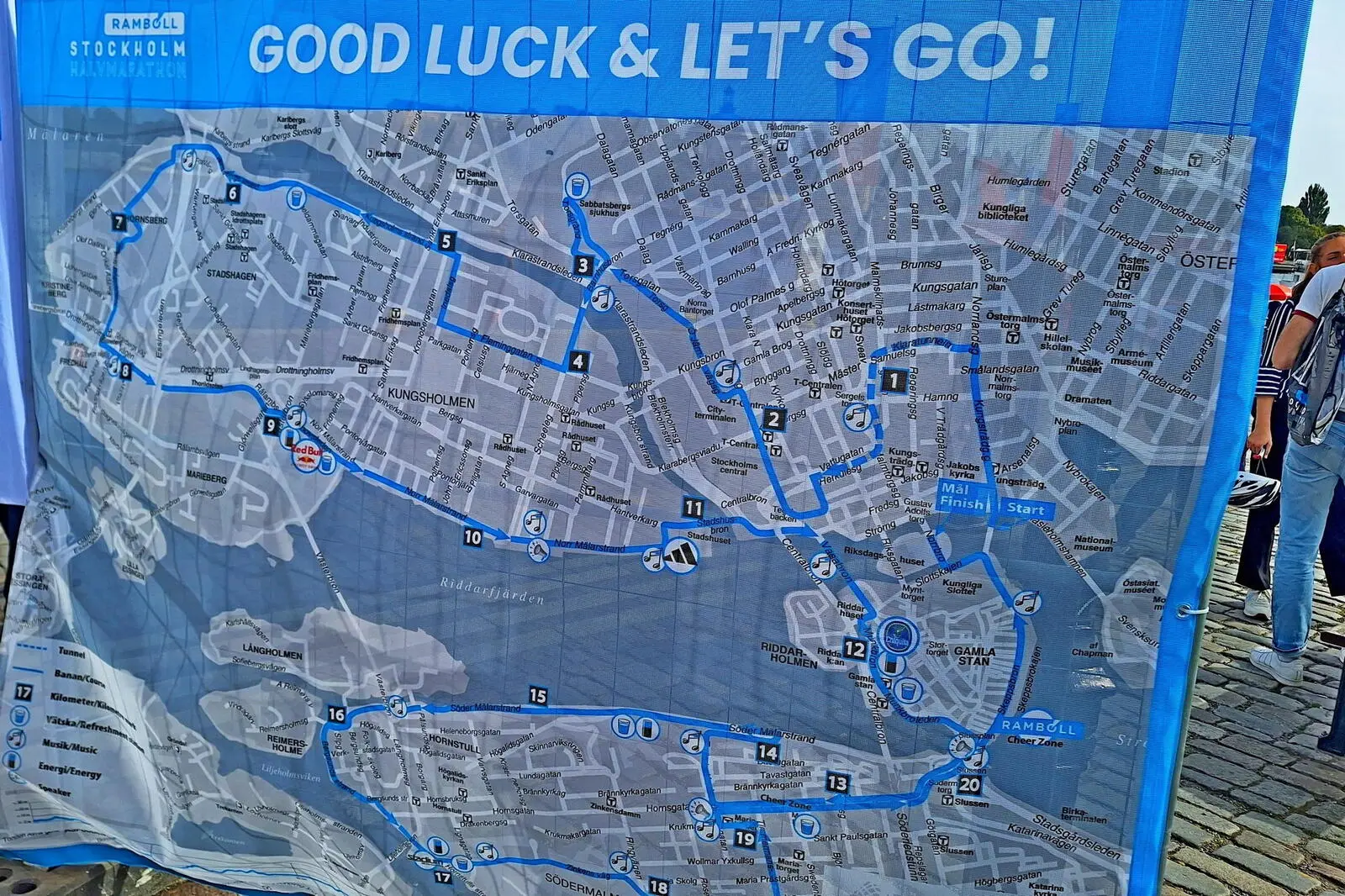 Laufstrecke auf Rundkurs durch Stockholms Ctiy